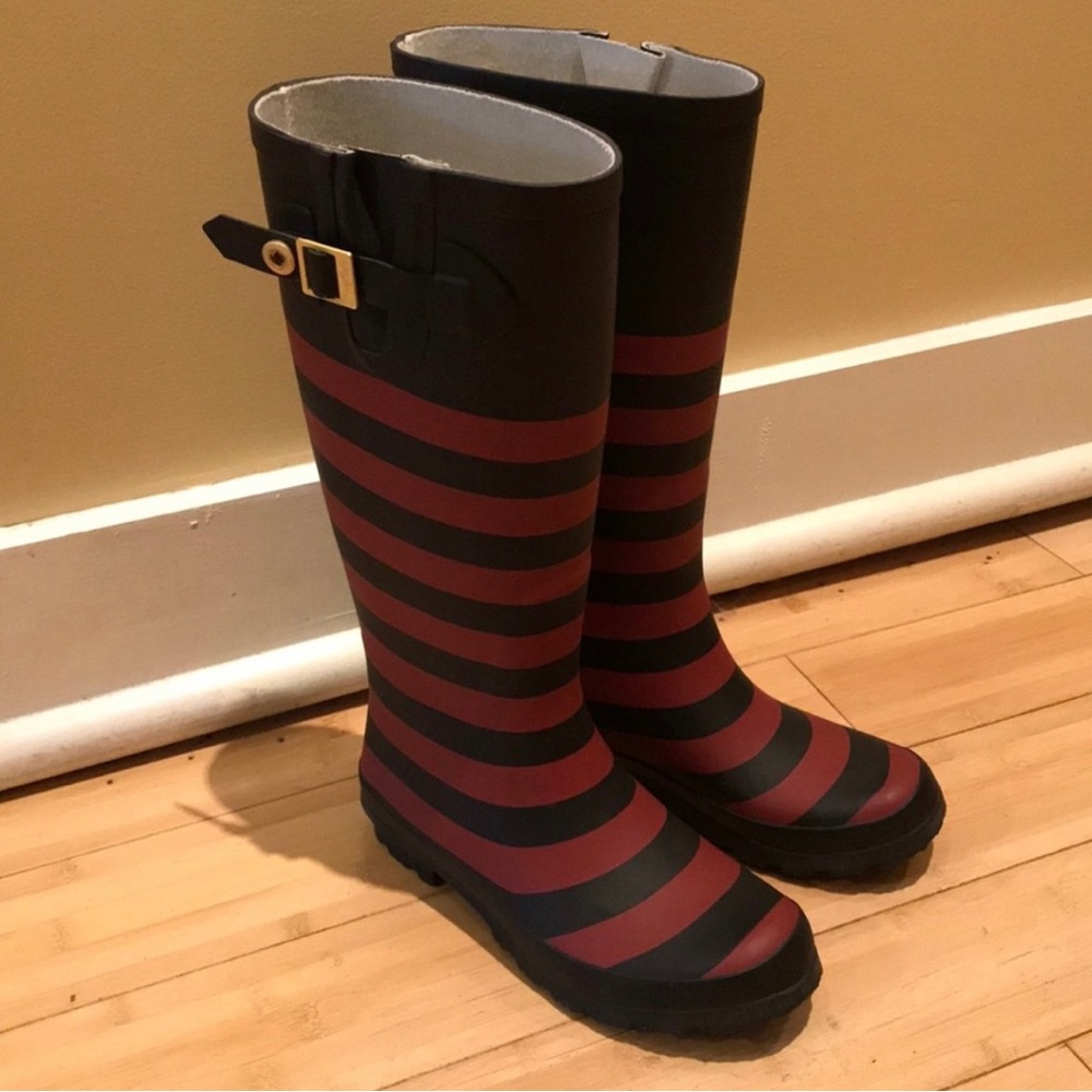 Lillybee U Red/Black Striped Rain Boots